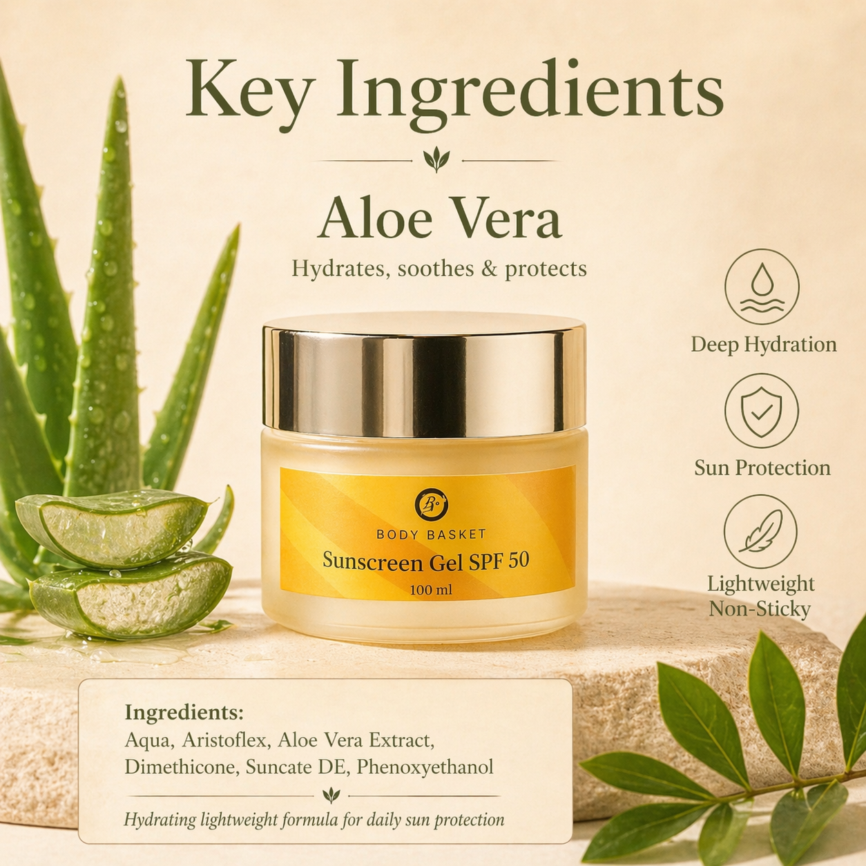 Aloe Vera Sunscreen Gel SPF 50 | 100 gm