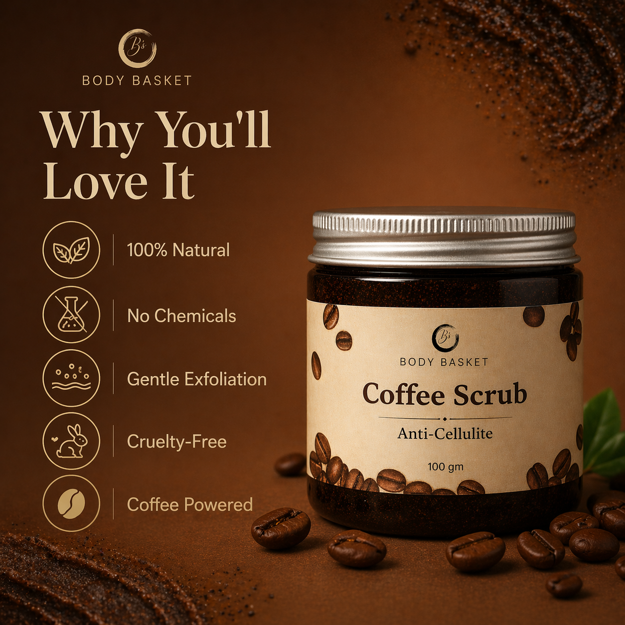 Anti-Cellulite Coffee Scrub | for Smooth & Energized Skin | 50 gm