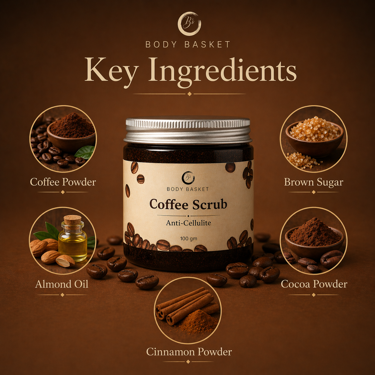 Anti-Cellulite Coffee Scrub | for Smooth & Energized Skin | 50 gm