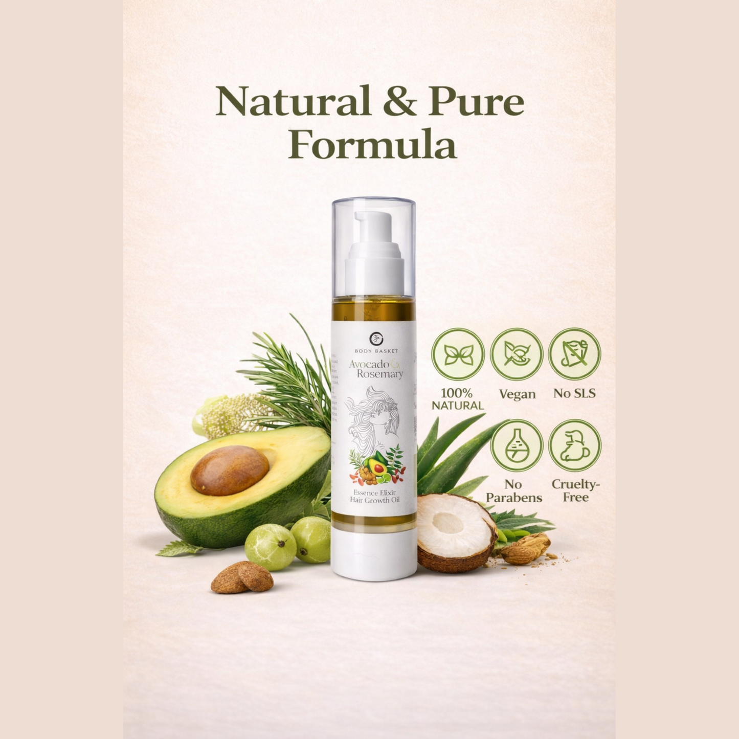 Avocado & Rosemary Hair Oil | 26 Herbs for Hair Growth & Scalp Nourishment |100 ML